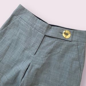 Tory Burch Mya Wool Flare Leg Black Dress Pants W Side Logo Button sz 0